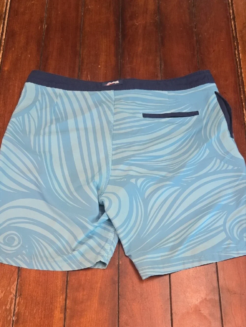 Section 119 Grateful Dead Light Blue Men's Swim Board Shorts with Navy Waistband
